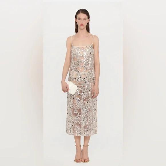 Baum und Pferdgarten Sequin Embellished Sheer  nude party cocktail  Dress NWT - Picture 2 of 10